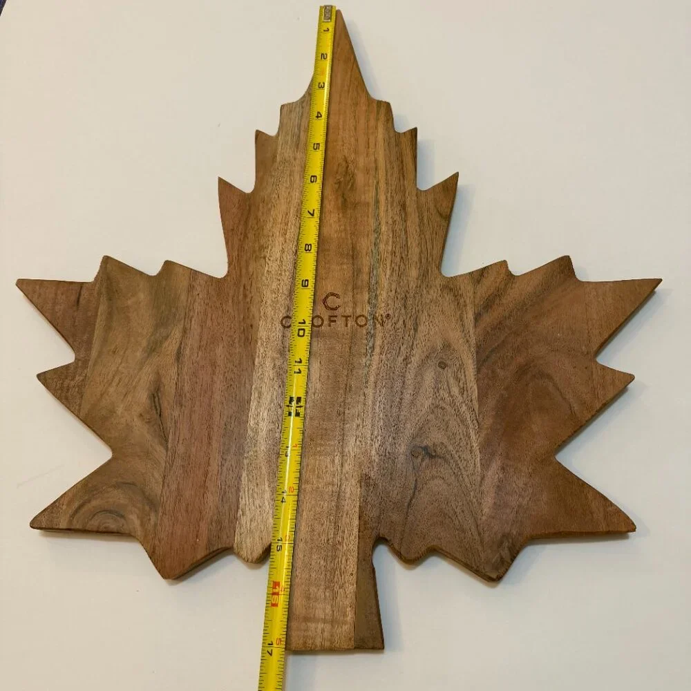Crofton Harvest Wooden Chopping Block Cutting Charcuterie Board - Maple Leaf
